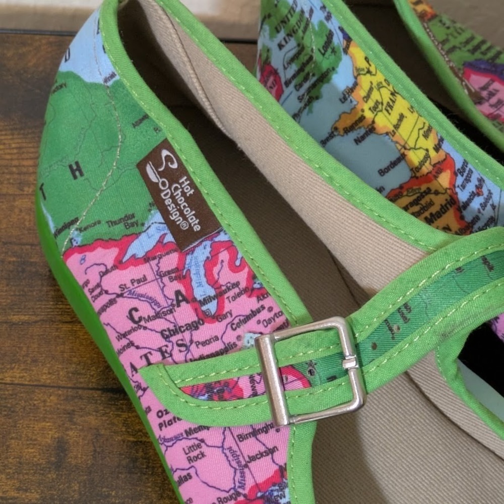 Chocolaticas Bon Voyage Womens Mary Jane Flat Size 5.5-6/36 Hot Chocolate Design - Picture 10 of 12
